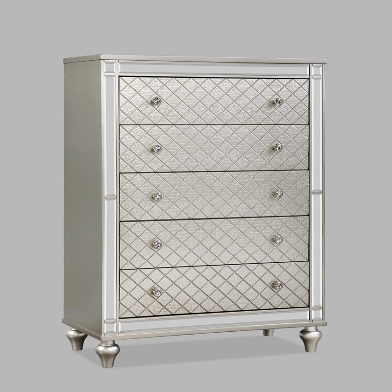 Commode de chambre à coucher 1 tiroir 5 pièces Glam