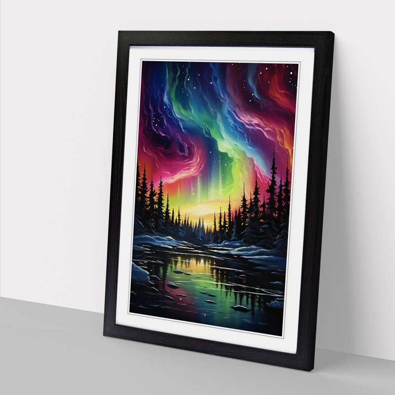 Single Picture Frame Print on Wood, 64cm H x 46cm W, Black Framed