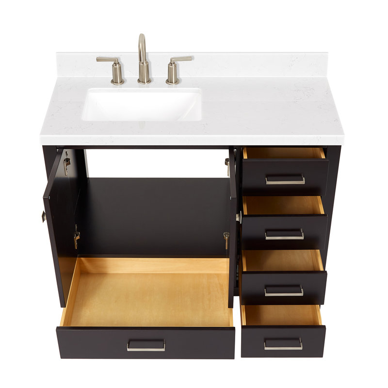  Meuble-lavabo simple 42,25 po avec plateau, Espresso, Rectangular, Left