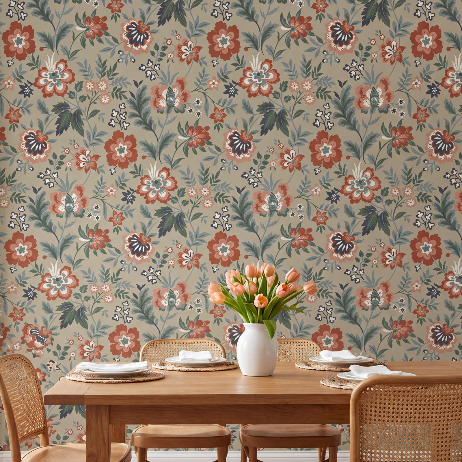 Ainslee Floral Wallpaper, Beige