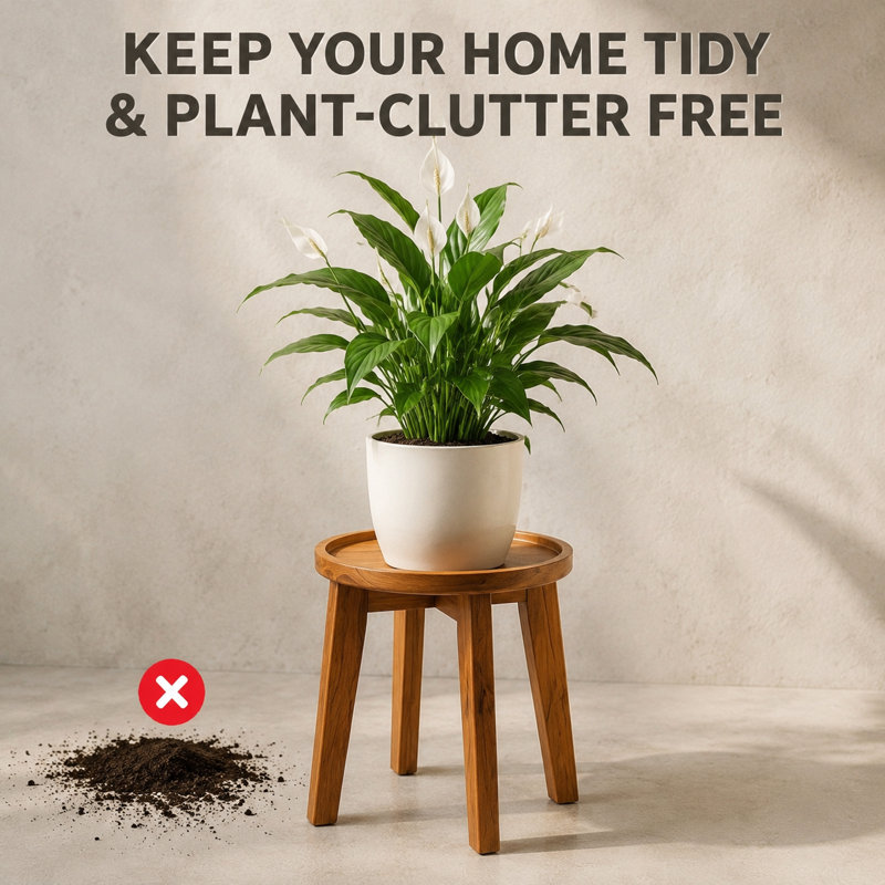 Indoor Plant Stand with Spill-proof Tray Stable Flower Holder for Heavy Pots Gardening Display Decor