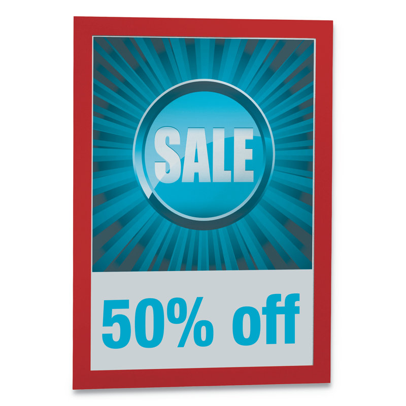 DURAFRAME Sign Holder, 8 1/2" X 11", Red Frame, 2/Pack
