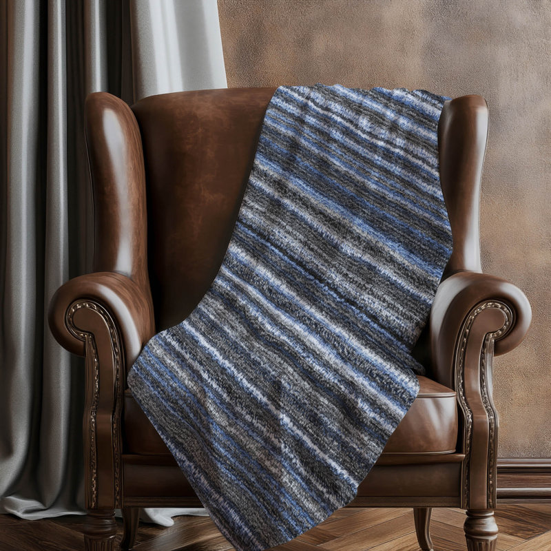 Jeté à rayures Addison Sherpa ASB598, Bleu