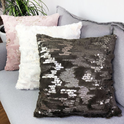 Fur Sequin Sequined Pillow Cover