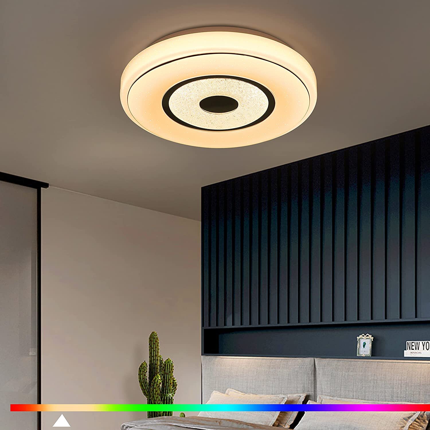 Perspections RGB LED Deckenleuchte Dimmbar Deckenlampe - 18W Wohnzimmer  Lampe Mit Fernbedienung Rund Küchenlampe Deckenbeleuchtung Sternenhimmel  Design Für Schlafzimmer 2700K-6500K Farbwechsel