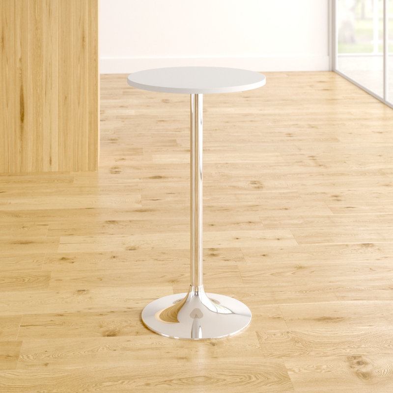 Astral Round Metal Base Dining Table, High Gloss White