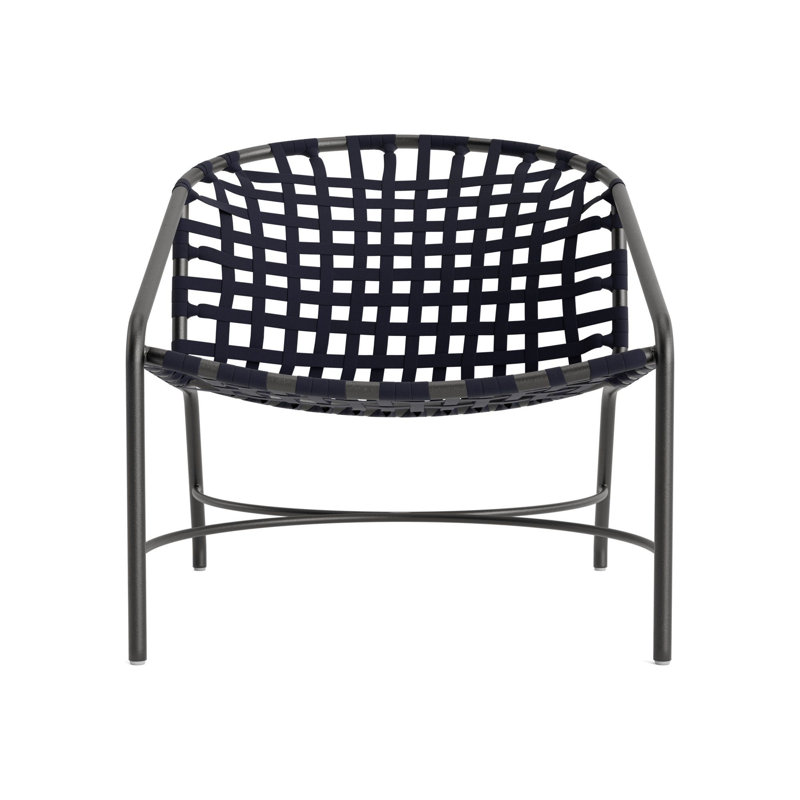 Kantan Outdoor Lounge Chair, Textured Pewter/Marine Suncloth Lace