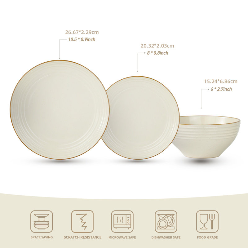 Piece Stoneware Dinnerware Set - Service for 4, Vanilla White