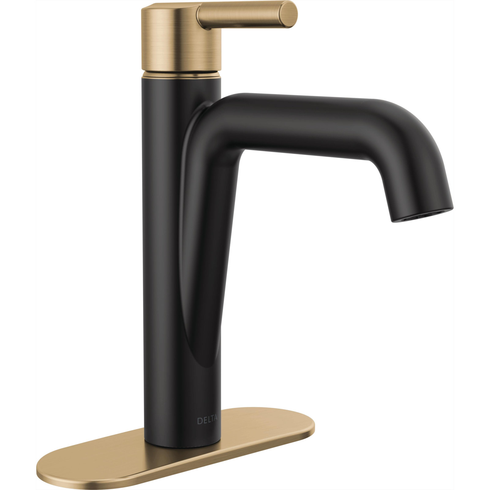 Nicoli Single-Hole Bathroom Faucet with Drain, Matte Black/Champagne Bronze