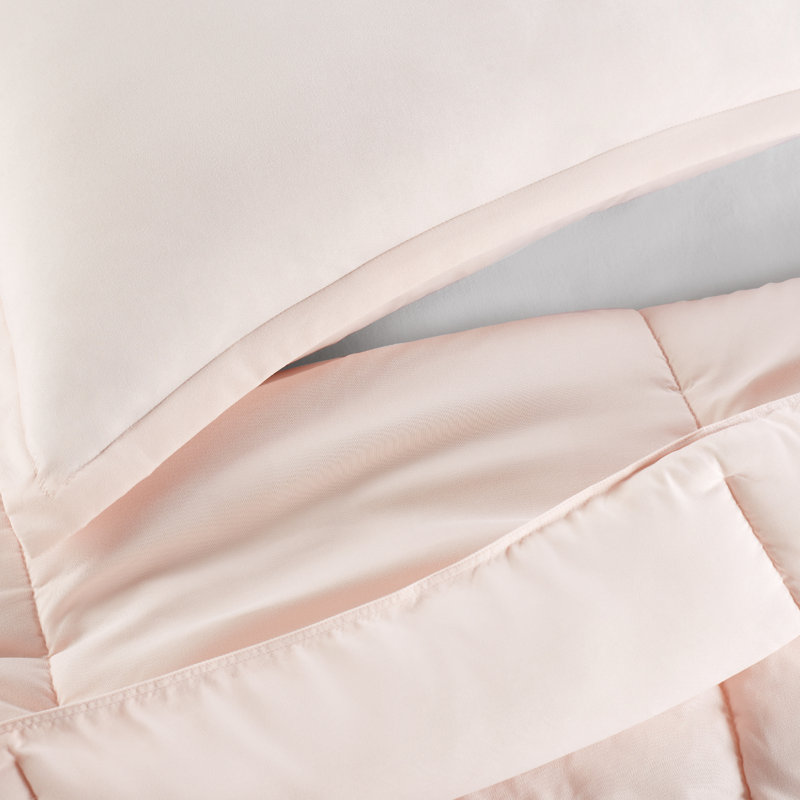 Microfiber 3 Piece Comforter Set, Blush, Queen Comforter + 2 Shams