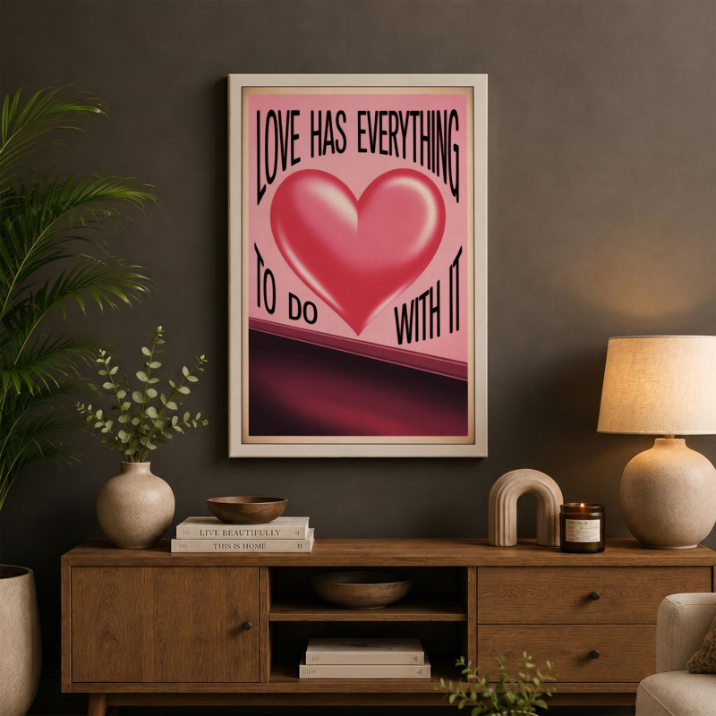 Love Has Everything Retro - Wrapped Canvas, 36x24 - 91.4 x 61.0 cm, Taupe Border