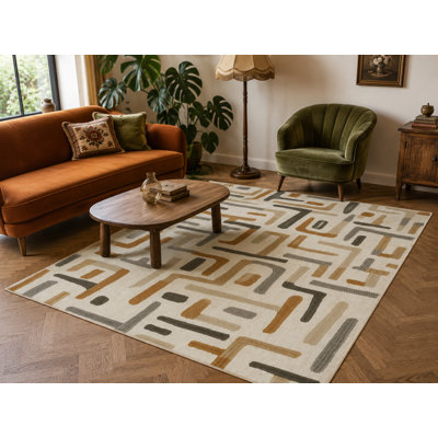 Tapis décoratif rayé et tapis lavable Bumareng