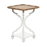 Millett Wooden Side End White Accent Table with Brown Wood Top