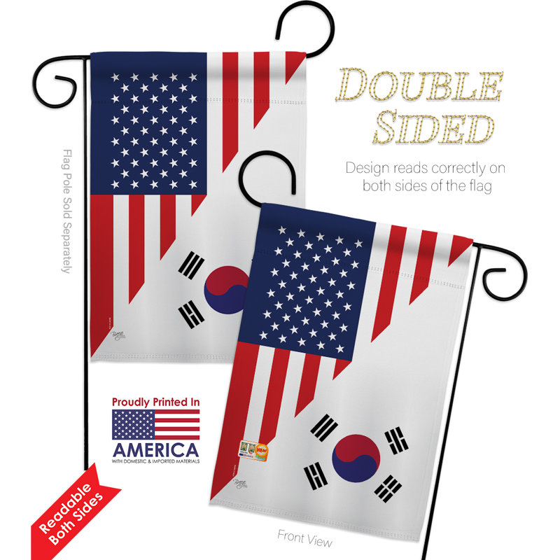 L’amitié d’american korea-impressions 2 faces décoratives 18,5 x 18,5 po ensemble de drapeaux en polyester
