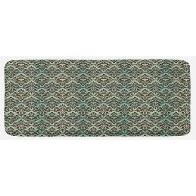 Mint Background With Ornamental Surreal Curved Leaves Buds Flowers Print Mint Green Dark Brown Kitchen Mat -  East Urban Home, 680024FD358D43B9B0FF7C369A808152