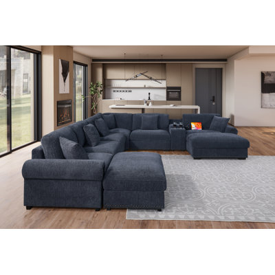 Errett Upholstered Performance Fabric 11-piece Corner Sectional by Lark Manor