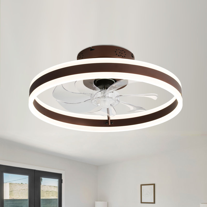 20" Ikeoluwa Modern Flush Mount Ceiling Fan with Dimmable LED Light Kit Remote and APP Control LowProfile Reversible DC Motor Fan for Bedroom