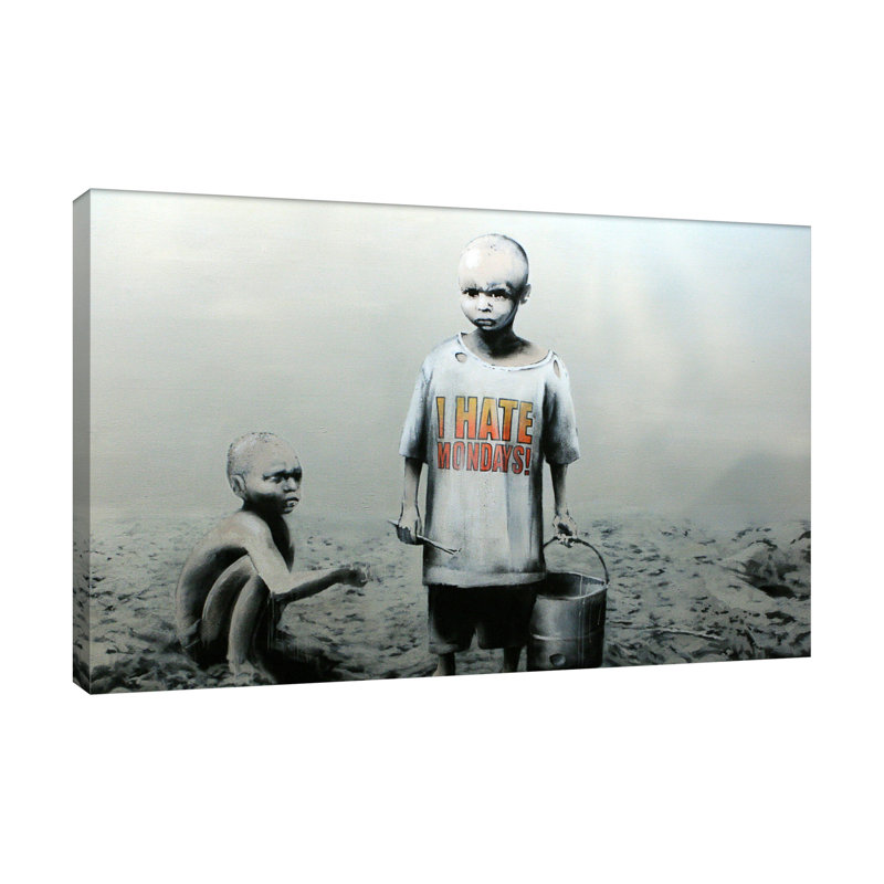 " I Hate Mondays " by Banksy, 20" H x 30" W x 1.5" D