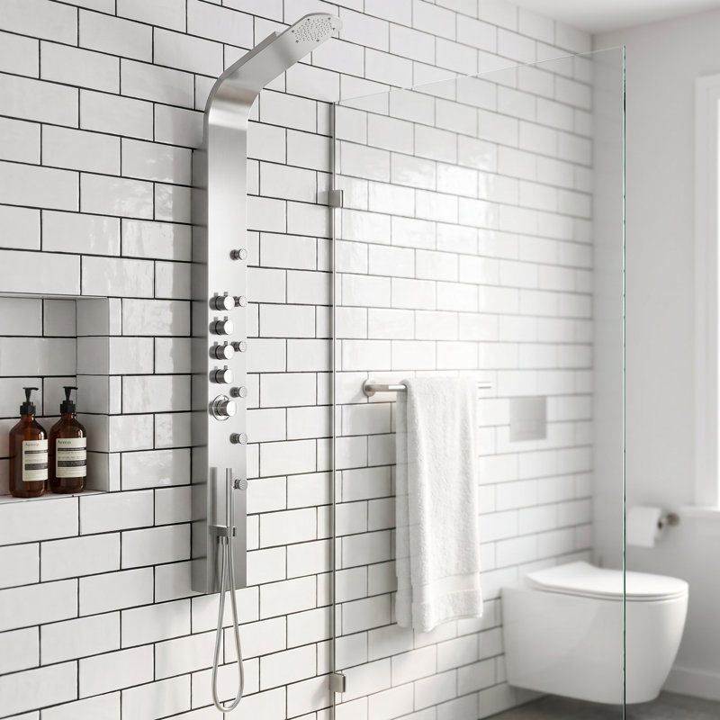 Système de douche à 6 jets H 68 po x l 6 po avec douchette à main et pomme de douche à effet de pluie Brielle