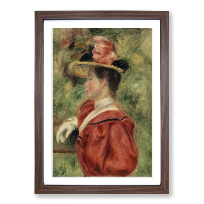 Woman with Glove by Pierre-Auguste Renoir - Picture Frame Painting, Walnut, 90cm H x 65cm W x 2cm D