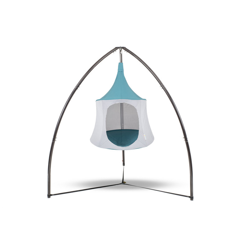 2 Person Chair Hammock, 72" H x 60" W x 60" D, Slate Blue/Silver Cloud