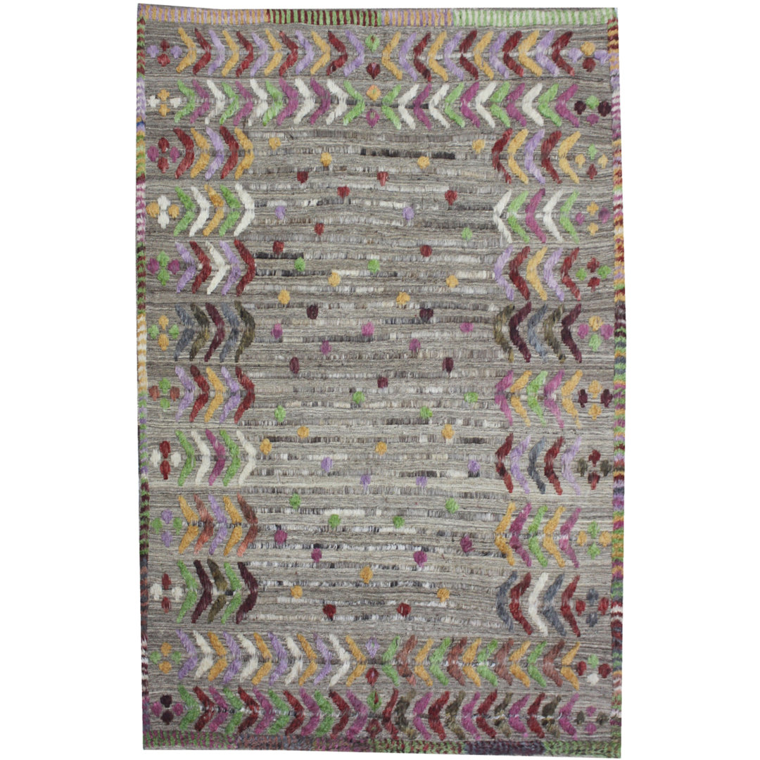 Geometric Hand Knotted 207cm X 303cm Area Rug