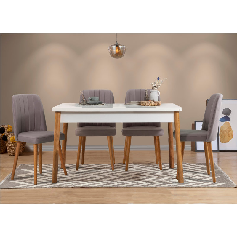 Ensemble repas pour 4 personnes Cleary, Brun, Blanc, Gris clair