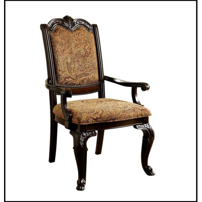 Ensemble de 2 fauteuils élégants avec revêtement en tissu rembourré et structure en bois massif pour un repas confortable