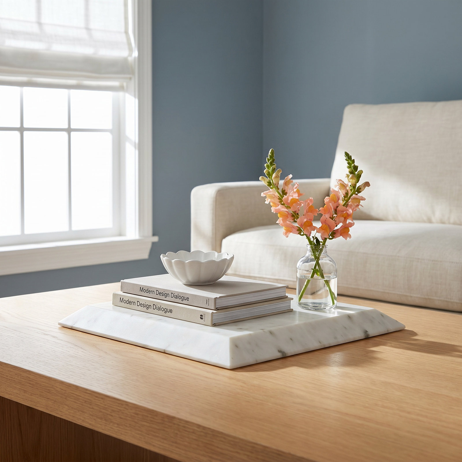 Matheson Marble Tray - Set of 1, 10"W x 10"D x 0.75"H, White