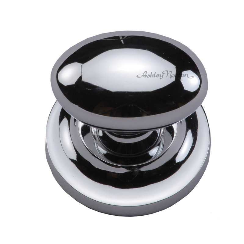 1 1/4" Length Oval Knob, Polished Chrome, 1 1/2"