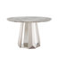 Table de salle à manger ronde en marbre de 47 po, table de cuisine moderne avec plateau en faux marbre ultrabrillant et base en acier inoxydable pour la salle à manger, cuisine (table seulement)