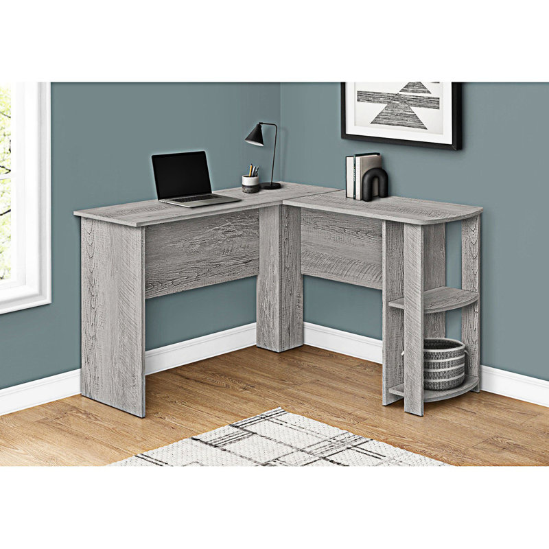 Computer Desk, Home Office, Corner, Storage Shelves, 48"L, L Shape, Work, Laptop, Laminate, Gray