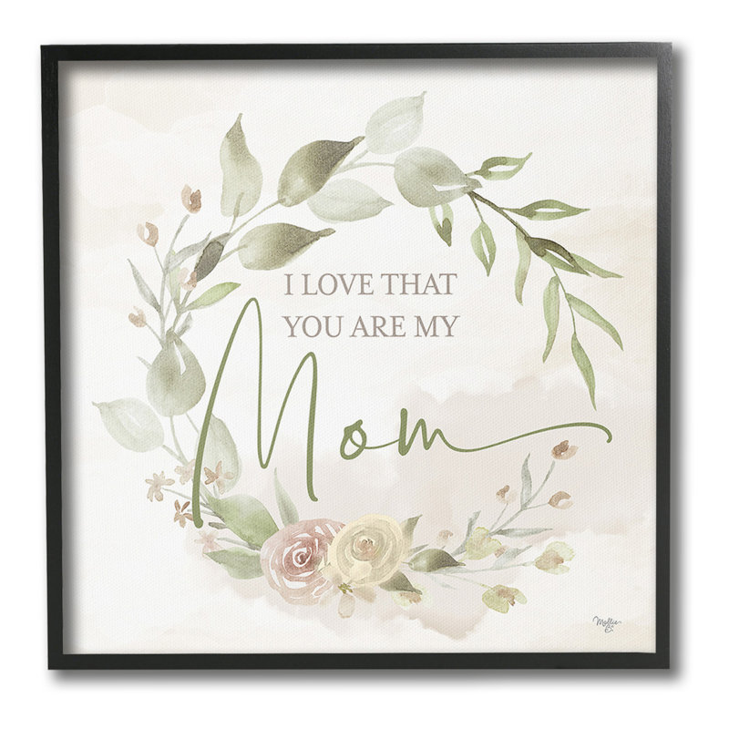 «Mother's Day Rose Wreath Single Frame Frame» par Mollie B. sur toile, Giclée encadrée noir minuit, H 12 po x l 12 po