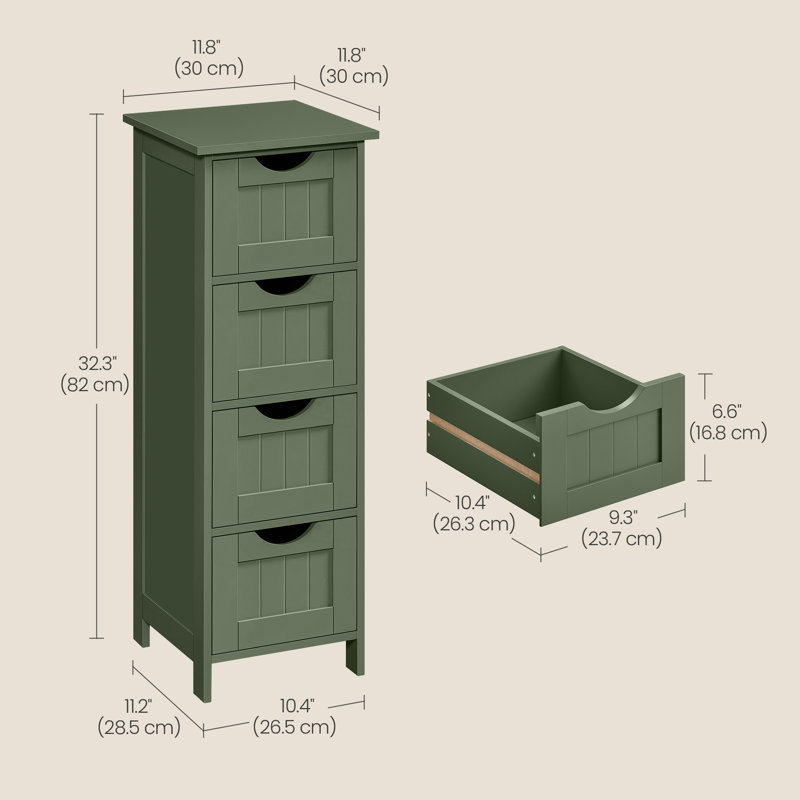 Armoire de rangement autoportante Holtby 11,8 po L x 32,3 po H x 11,8 po P, Vert