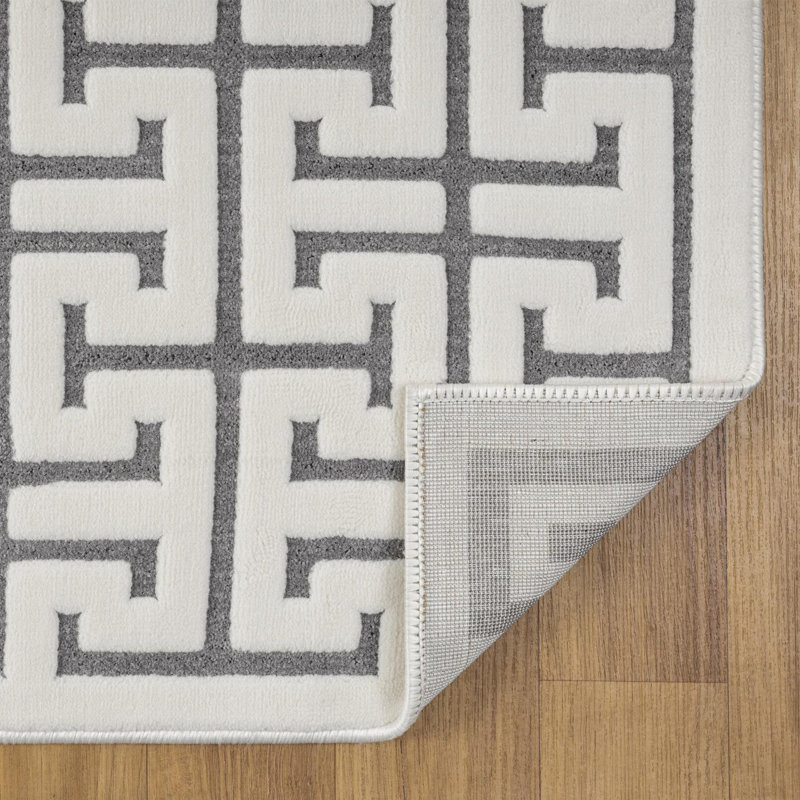 Tapis moderne à motif géométrique à treillis, Rectangulaire 8 pi x 10 pi