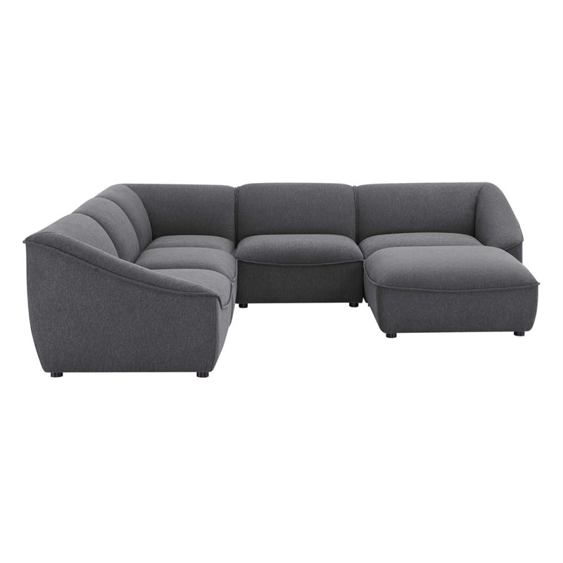 Comprise 6-Piece Sectional Sofa, Charcoal 100% Polyester