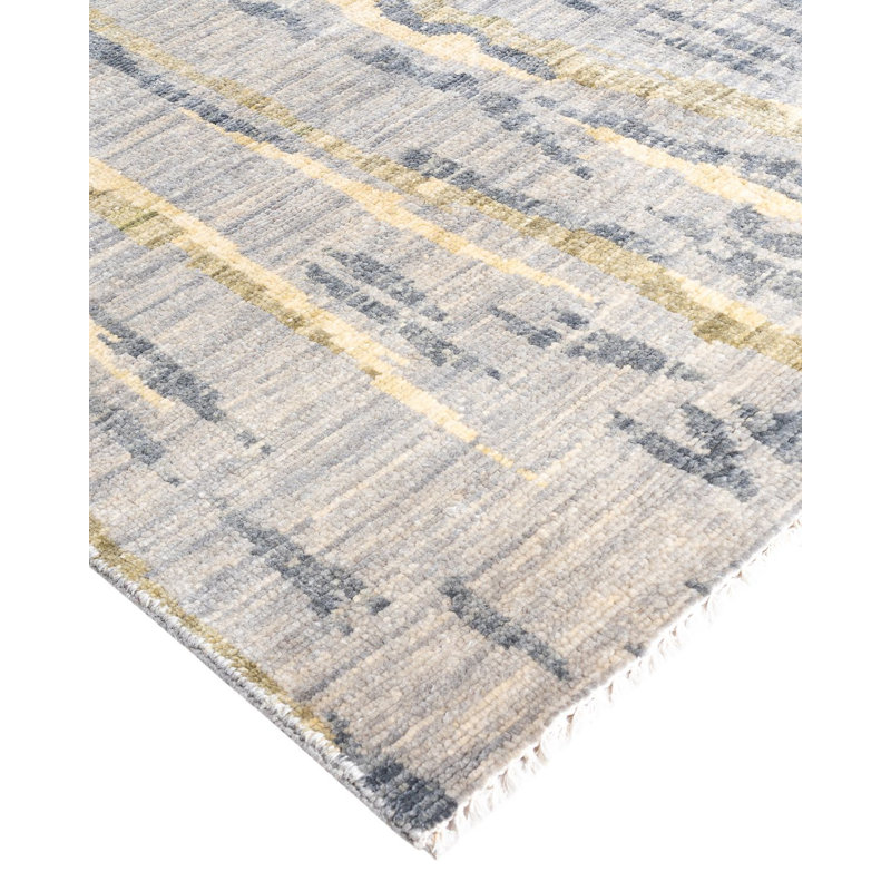 Tapis moderne noué à la main de conception unique - gris, 8 pi 4 po x 10 pi 1 po Modern