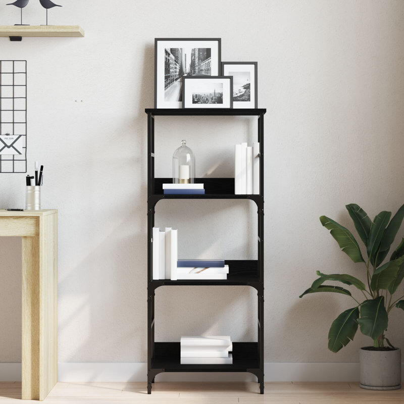 Holweg 50cm W Steel Standard Bookcase, (3 Shelves) 117.5 cm H x 50 cm W x 33 cm D, Black Oak