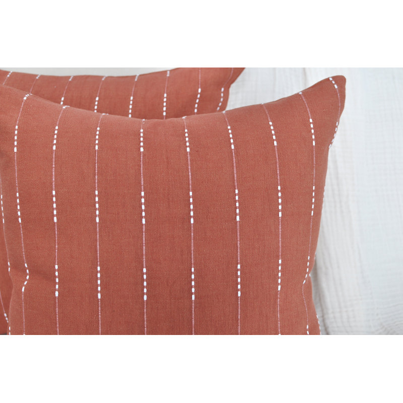 Coussin décoratif rayé, coussin en coton avec rayures tissées, H 18 po x l 18 po, Housse de coussin seulement - sans coussin