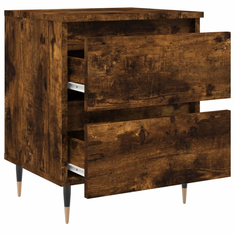 Solley 40cm W Iron Bedside Table, Smoked Oak, Individual