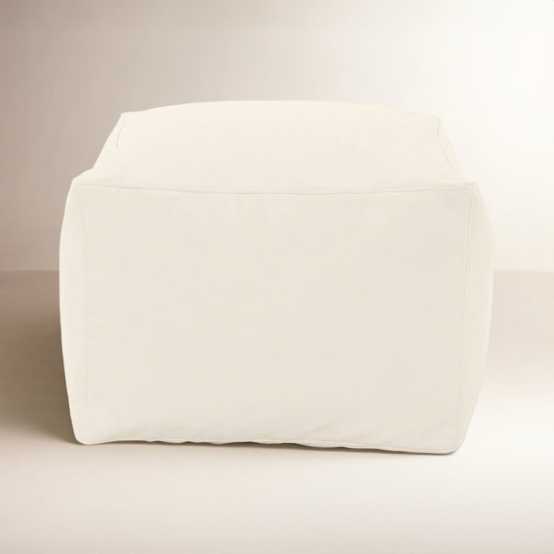 Square Pouf, Ivory 