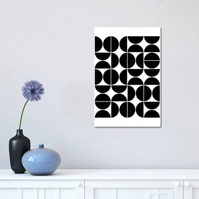 Mid Century Modern Geometric IV Black par The Old Art Studio - Toile tendue avec châssis sur toile tendue