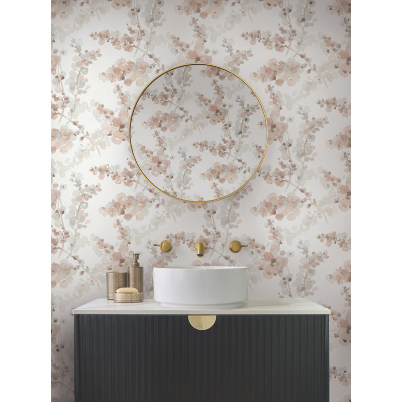 Blossom Fling Floral Metallic Wallpaper Roll, Clay
