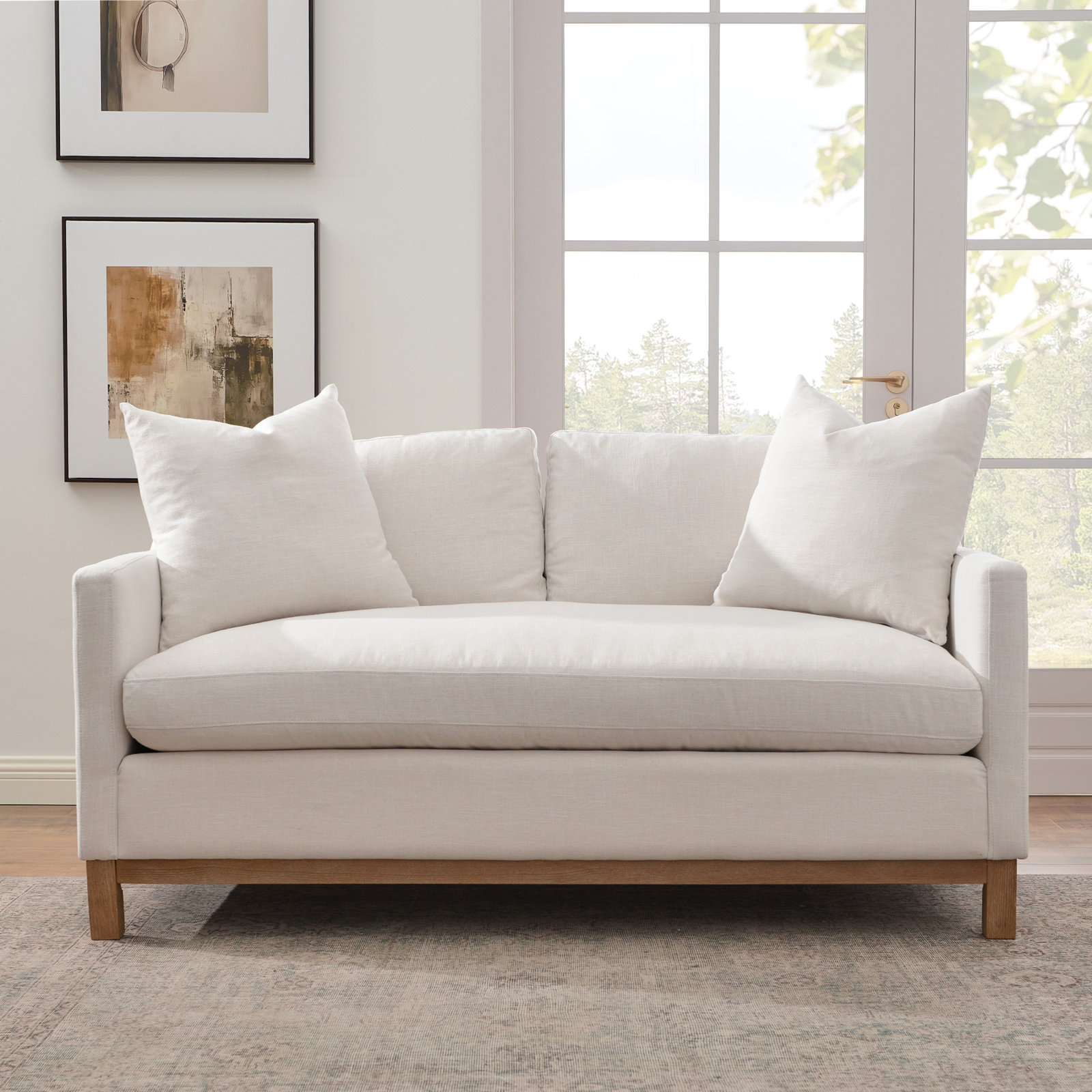 Cami 64" Linen Loveseat, Cream