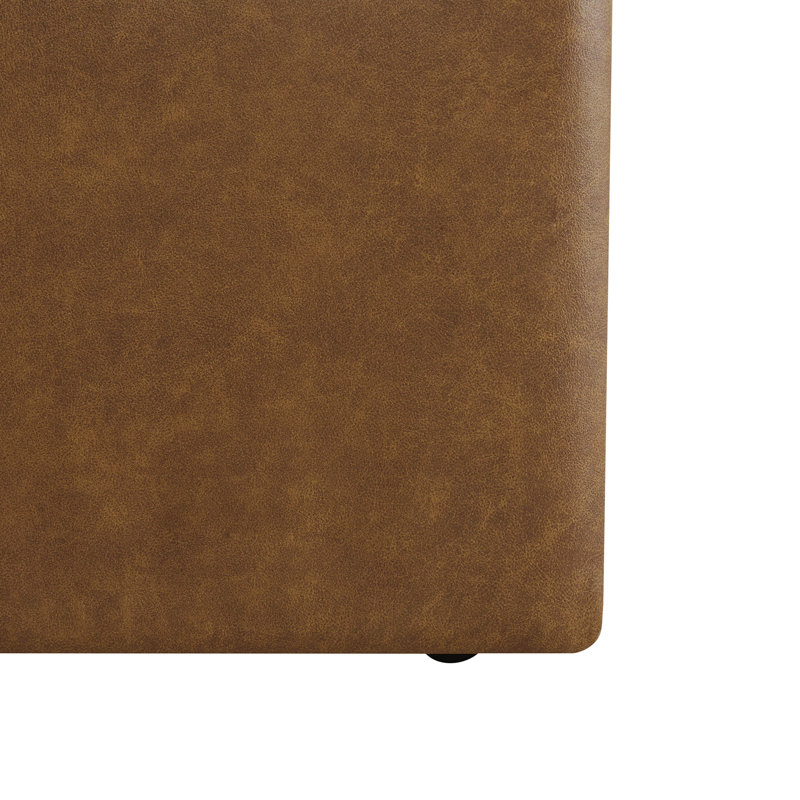 Bralan Polyester Blend Upholstered Side Dining Chair with Casters, Saddle Brown Genuine Leather