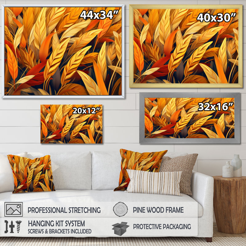 Golden Harvest Cord Field III sur toile, 30" H x 40" W, Cadre flottant noir