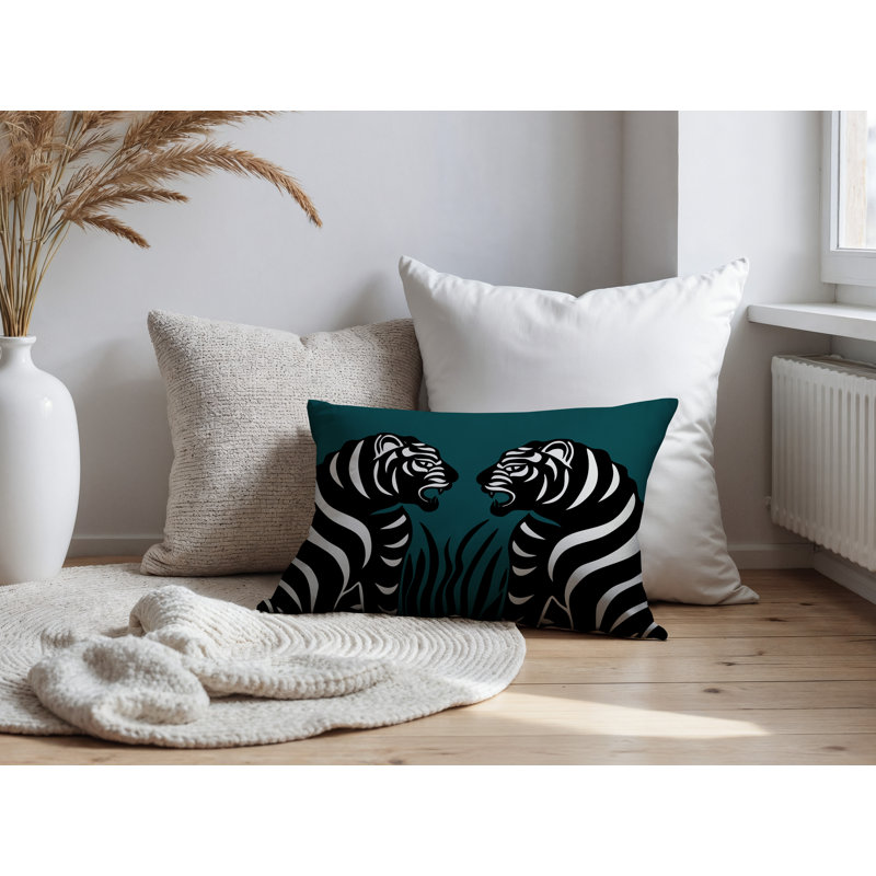 Oreiller rectangulaire réversible intérieur / extérieur Pulo Tiger, Émeraude, H 20 po x l 14 po