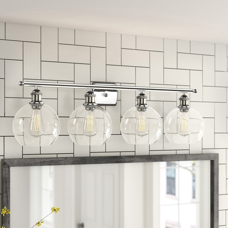 Éclairage de salle de bain à intensité variable 4 lumières Baptista, Transparent, Ampoule DEL 6 watts Vinage