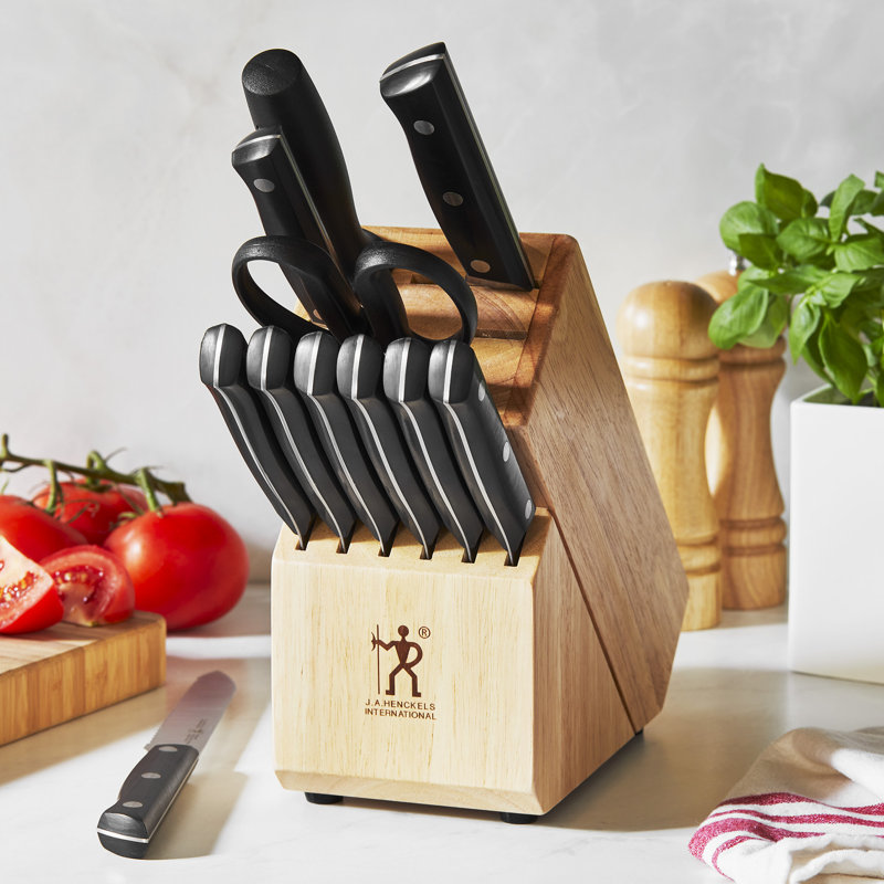 Dynamic 12-Piece Stainless Steel Knife Block Set with Hardwood Block