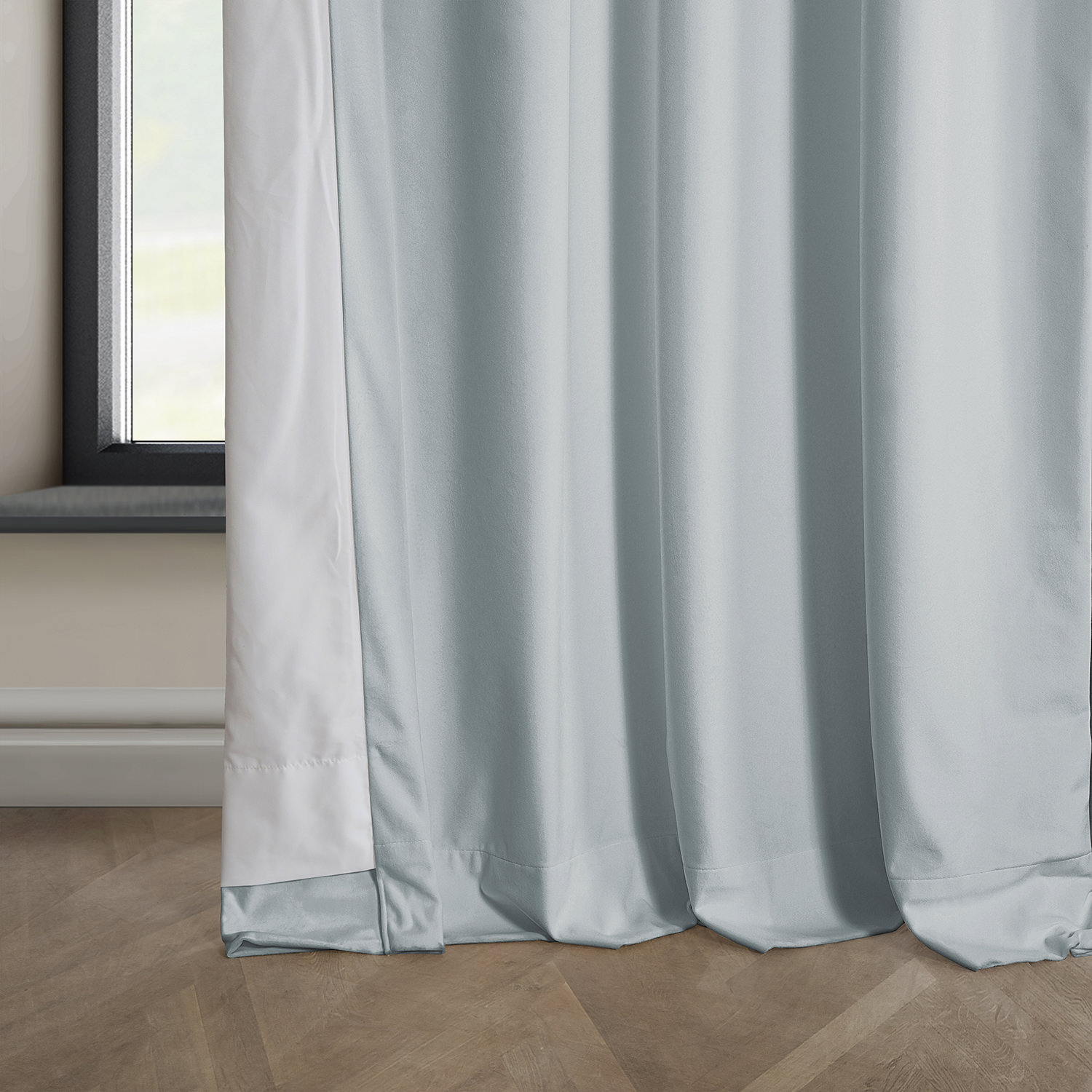 Matra Plush Velvet Room Darkening Curtain Panel, 50" W x 120" L, Aquarius Blue